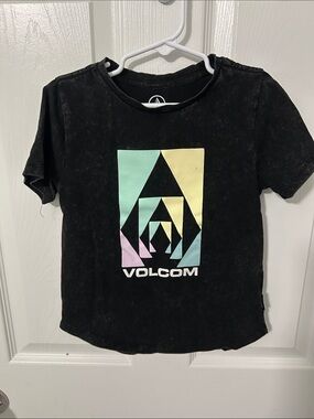Volcom Black Tee with Pastel Geometric Logo